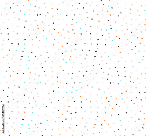 Cute vector seamless pattern or texture with colorful polka dots on white background. Used for kids background, blog, web design, scrapbooks, party or baby shower invitations and wedding cards.