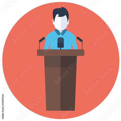 Speacker Flat Material Design Round Icon Vector