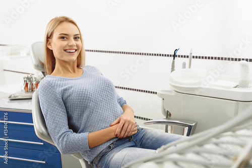 Patient waiting stomatologist in odontological office photo