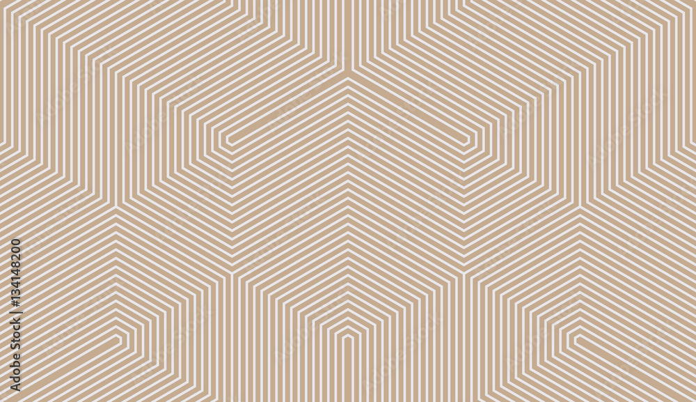 Seamless beige vintage trilateral op art lines pattern vector