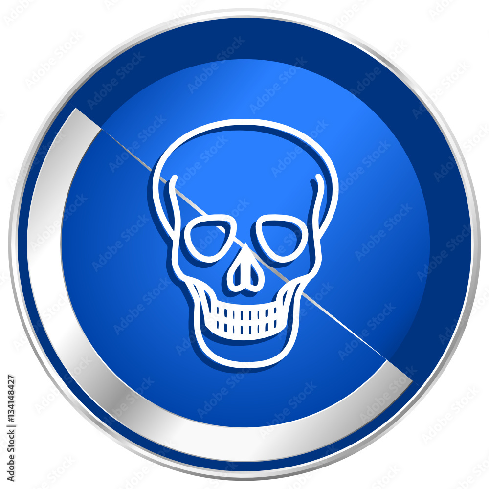 Skull silver metallic web and mobile phone vector icon
