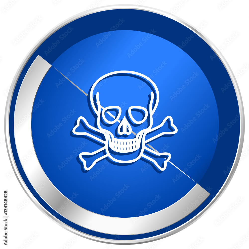 Skull silver metallic web and mobile phone vector icon Skull silver metallic web and mobile phone vector icon
