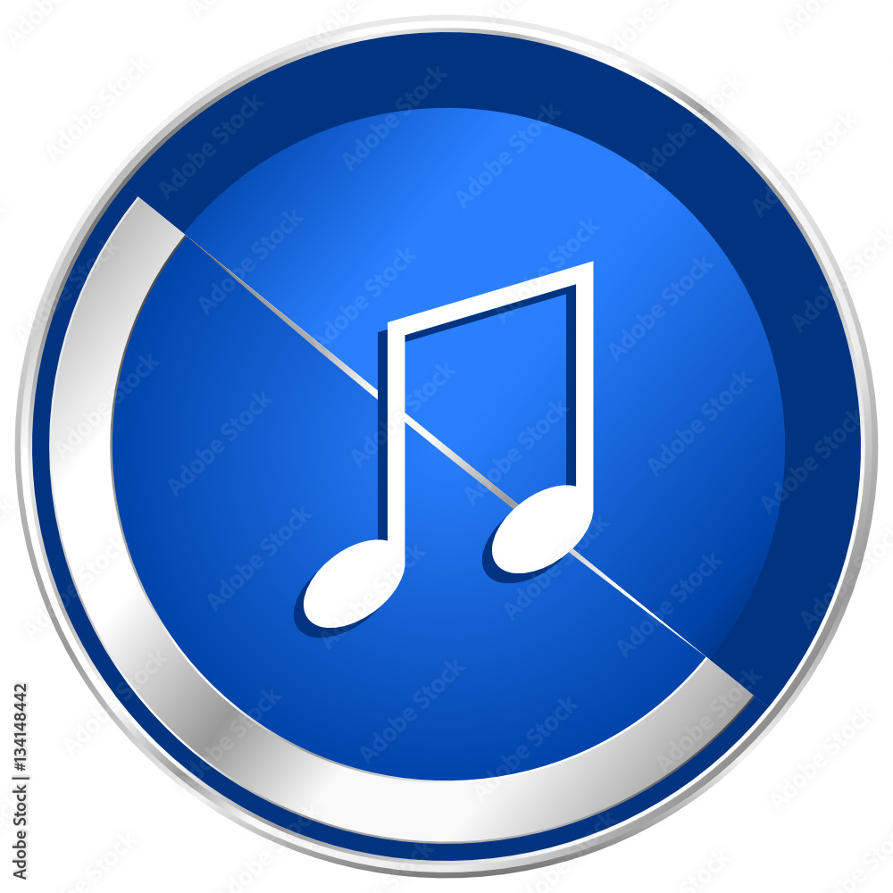 Music silver metallic web and mobile phone vector icon. Music silver metallic web and mobile phone vector icon.