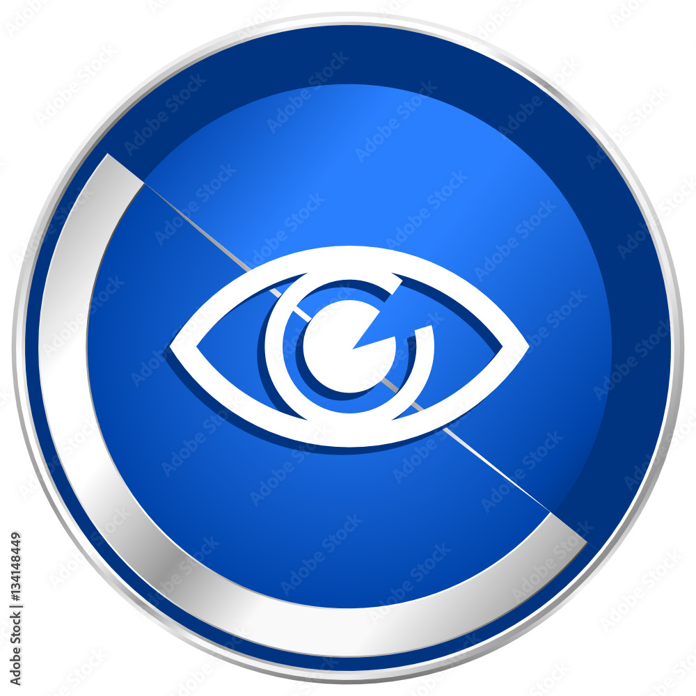 Eye silver metallic web and mobile phone vector icon. Eye silver metallic web and mobile phone vector icon.