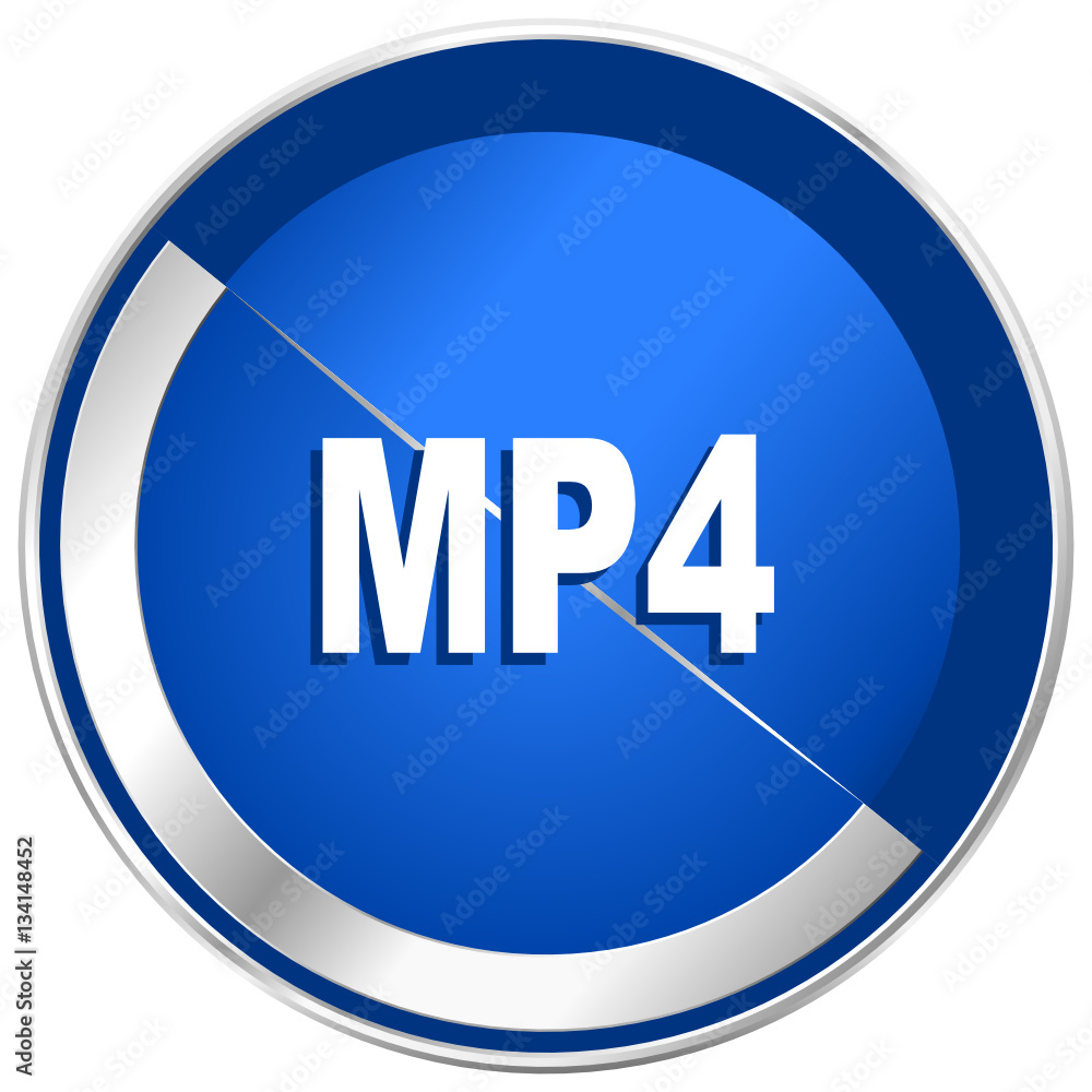 MP4 silver metallic web and mobile phone vector icon. MP4 silver metallic web and mobile phone vector icon.