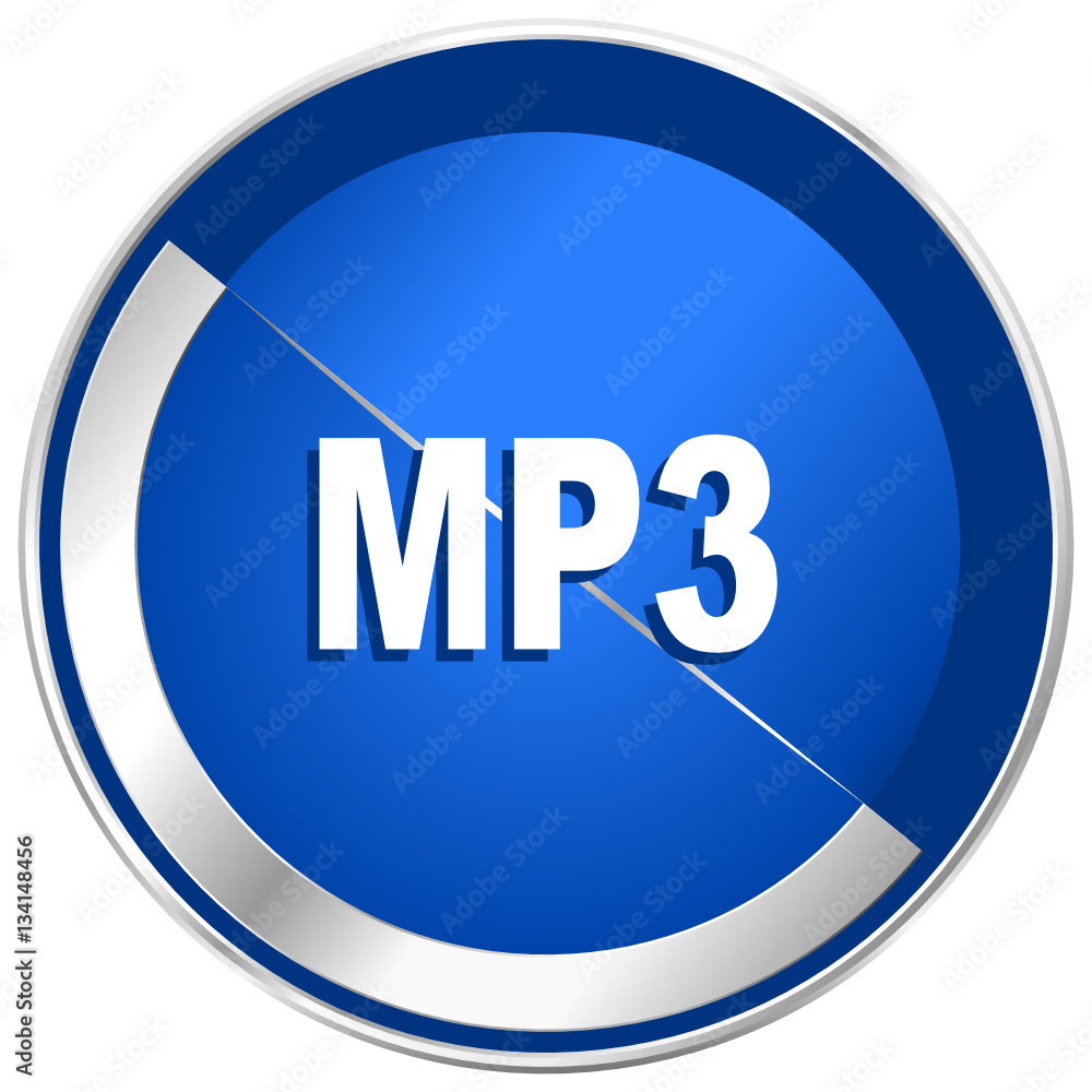 Mp3 silver metallic web and mobile phone vector icon. Mp3 silver metallic web and mobile phone vector icon.