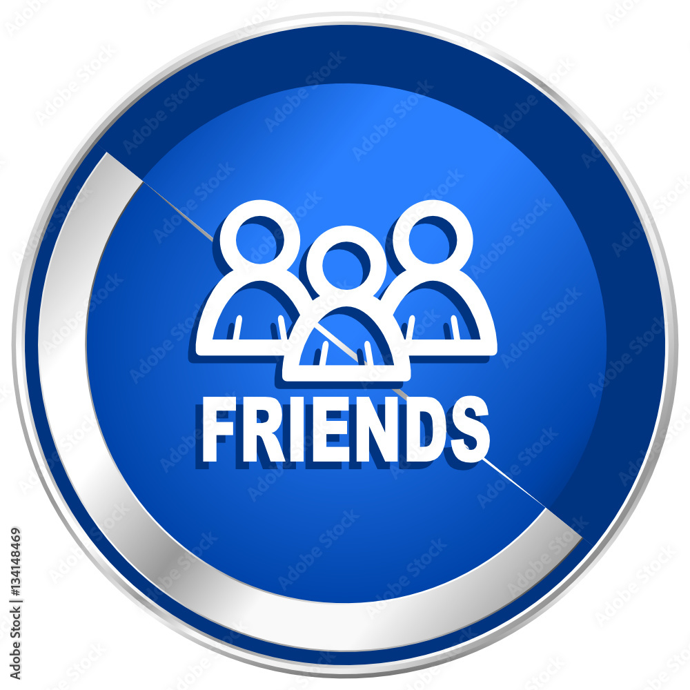 Friends silver metallic web and mobile phone vector icon. Friends silver metallic web and mobile phone vector icon.