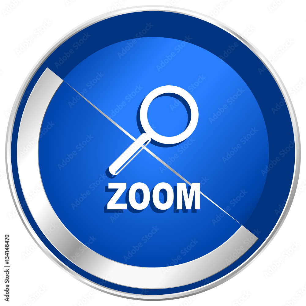 Zoom silver metallic web and mobile phone vector icon. Zoom silver metallic web and mobile phone vector icon.