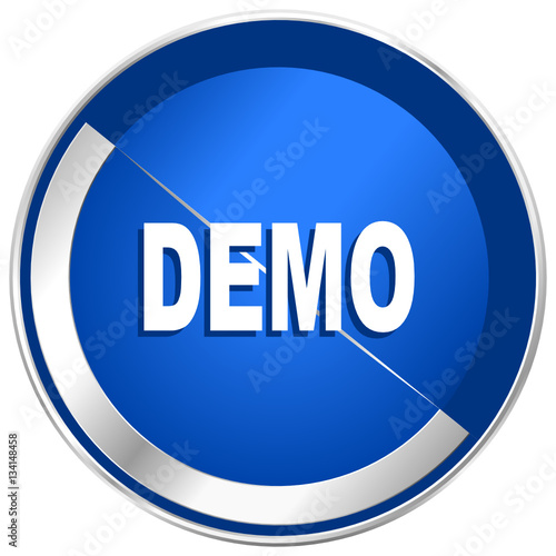 Demo silver metallic web and mobile phone vector icon.