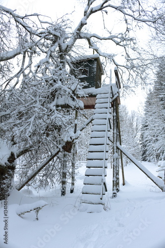 Jägerhaus mit Schnee bedeckt 