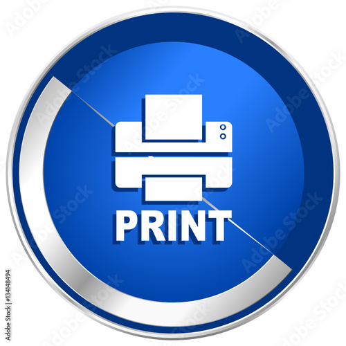 Printer silver metallic web and mobile phone vector icon.