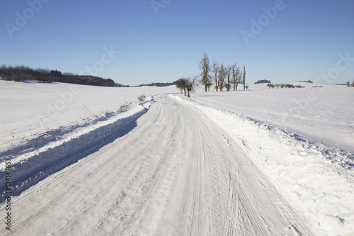 Winter landscape and sunny weather