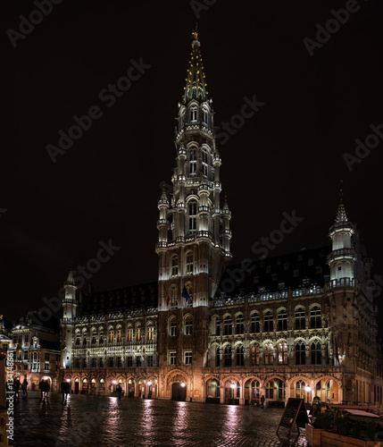 City Hall in Brussels, in the dark.