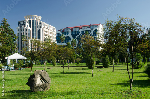 Stone sculpture,park and contemporary arcihtecture,Batumi,Georgia photo