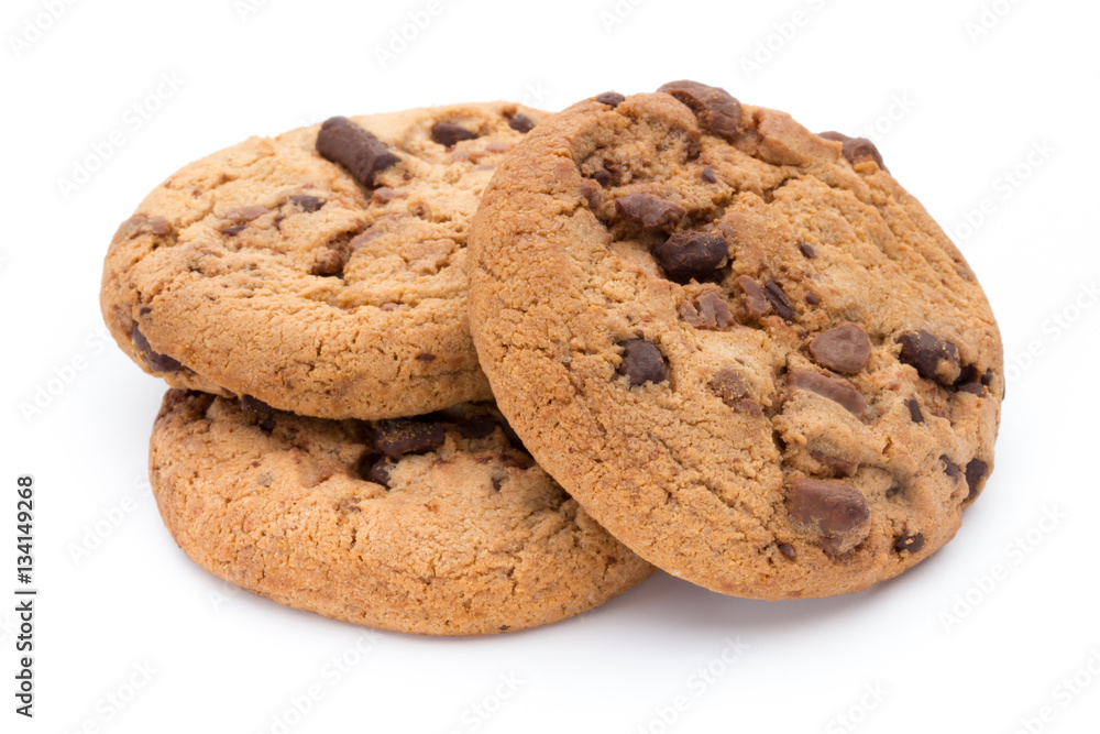 Chocolate chip cookies isolated on white background. Chocolate chip cookies isolated on white background.