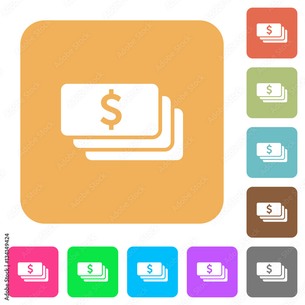 Dollar banknotes rounded square flat icons Dollar banknotes rounded square flat icons