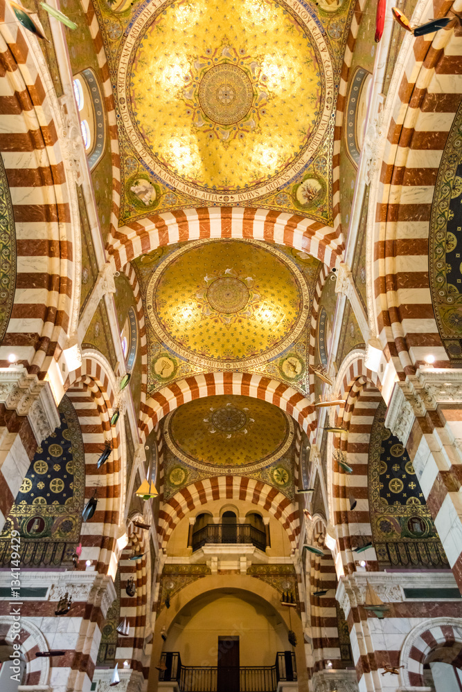 Interior of Notre-Dame de la Garde basilica in Marseille, France