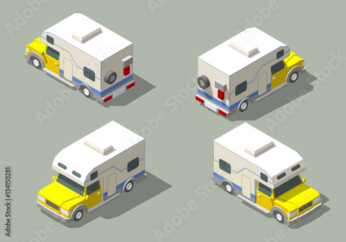 Vector isometric icon of camper