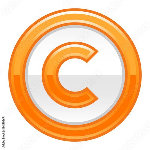 Orange Copyright Symbol Sign Glossy Icon