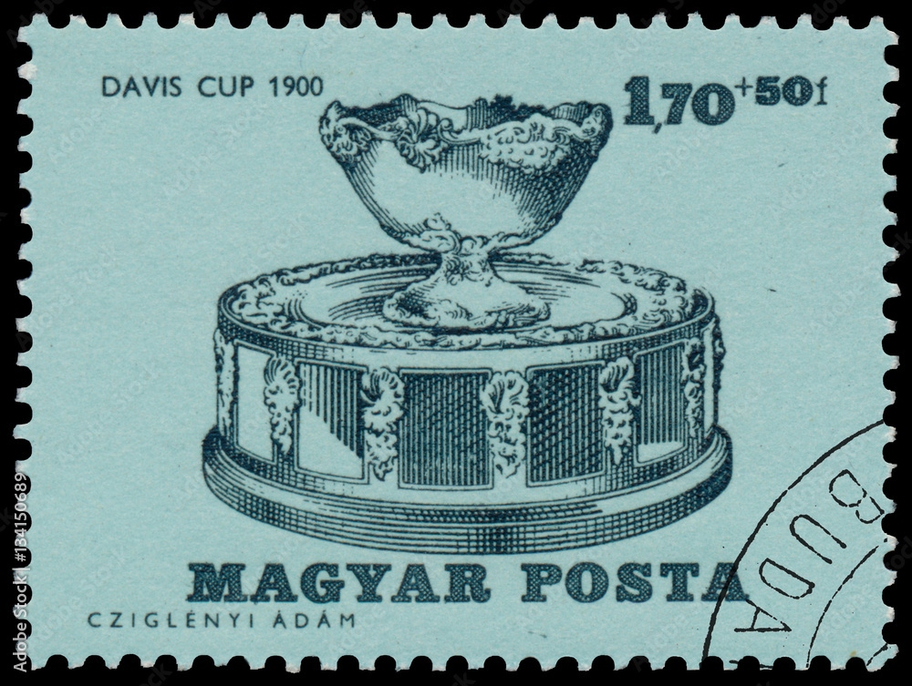 Stamp printed by Hungary shows Davis Cup
