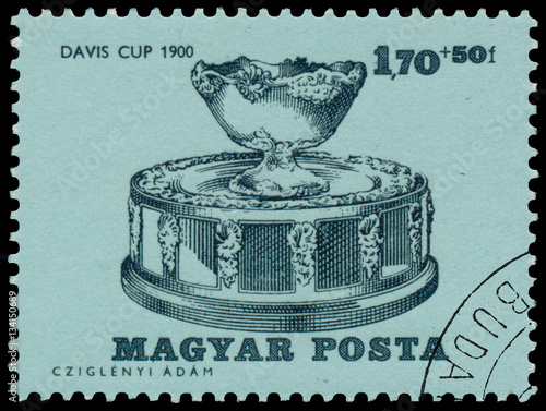 Obraz na płótnie Stamp printed by Hungary shows Davis Cup w salonie