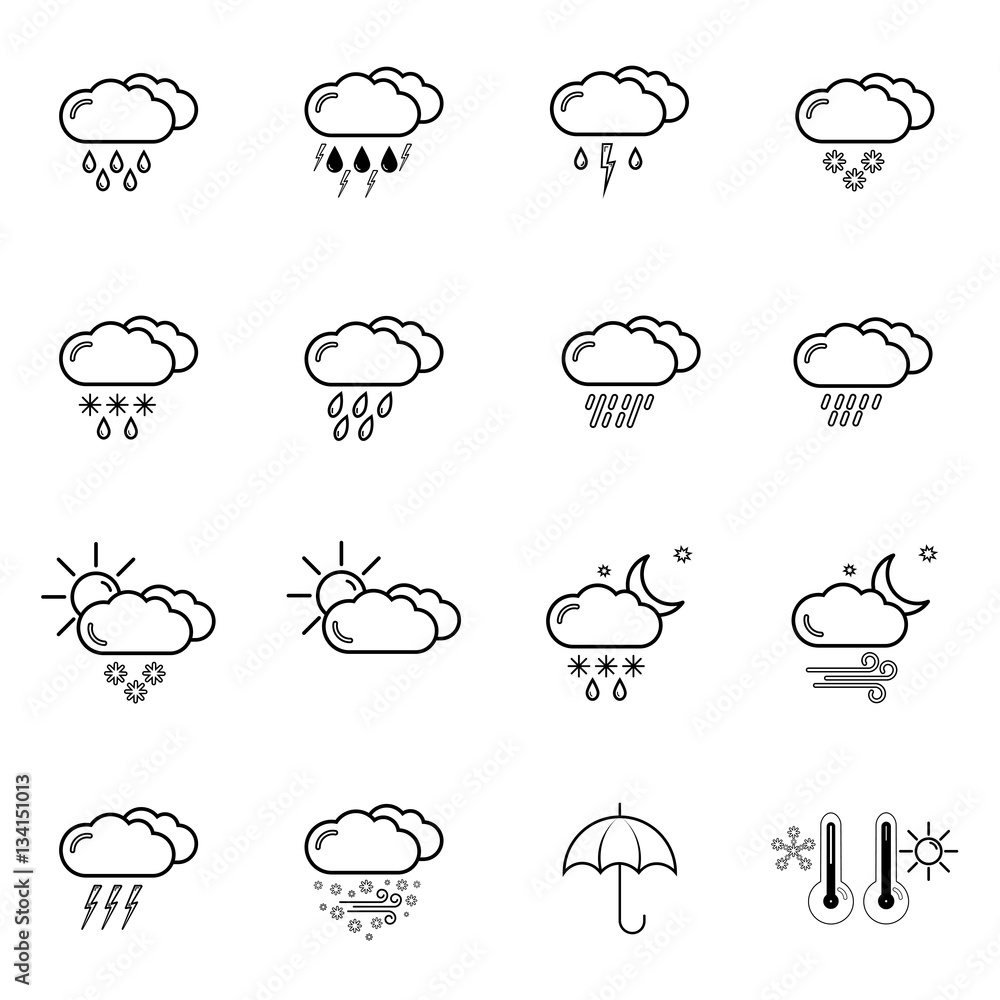Obraz premium set with different weather icons