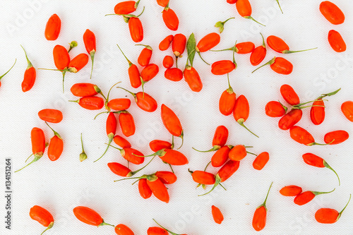 View of Goji berries on a white background photo