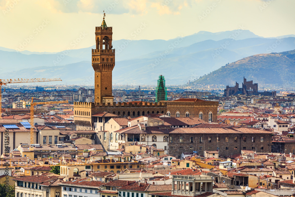 View of Florence cityscape overlook to Palazzo Vecchio