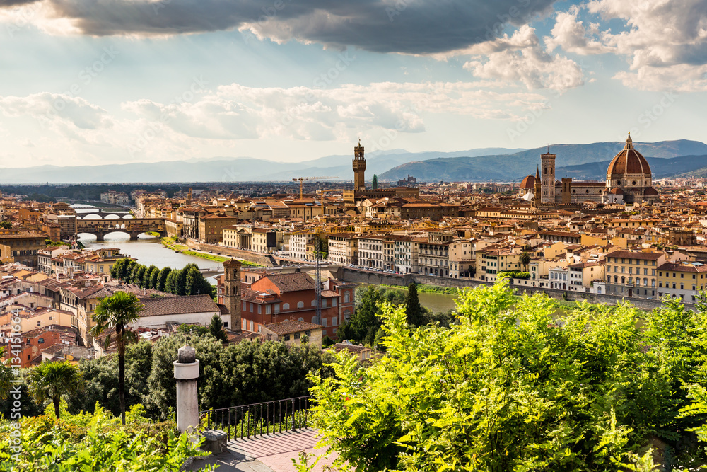 View of Florence cityscape overlook from Piazzale Michelangelo