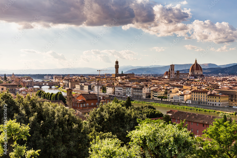 View of Florence cityscape overlook from Piazzale Michelangelo
