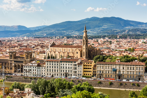 View of Florence cityscape overlook to Basilica di Santa Croce d