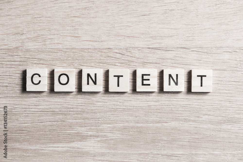 Fototapeta premium Content word of wooden elements