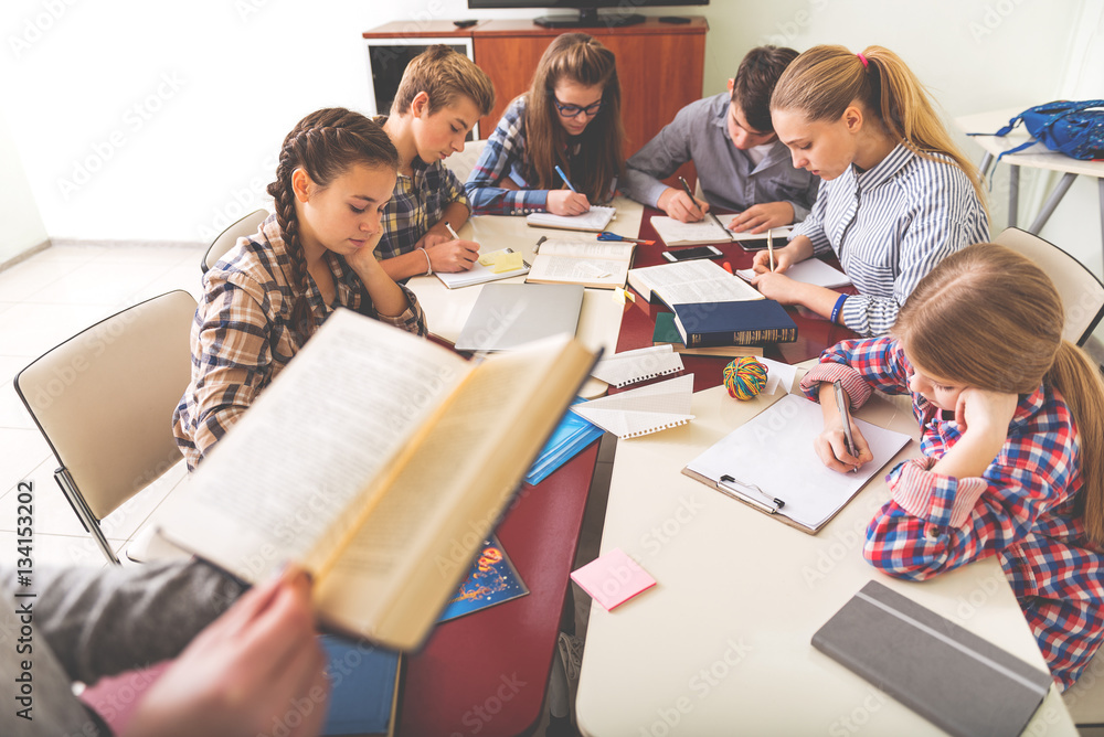 Concentrated pupils at important lesson Concentrated pupils at important lesson