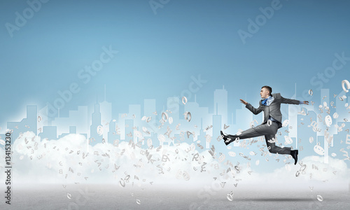 Wallpaper Mural Businessman jumping high Torontodigital.ca