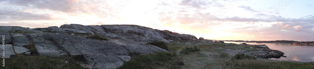 Beautiful sunset panorama near Verdens end in Norway