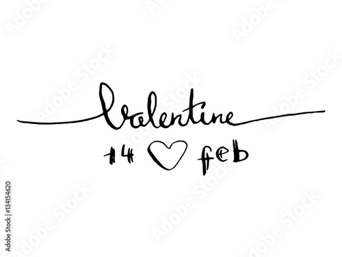 Valentine's day card. Hand drawn lettering