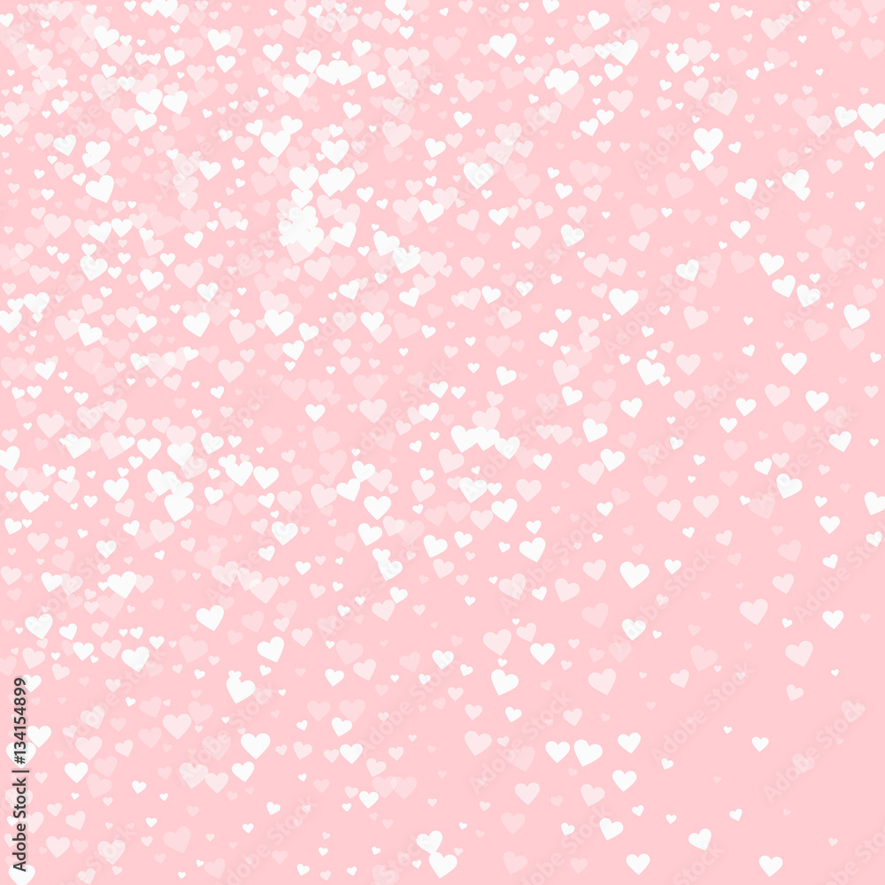 White hearts confetti. Abstract scatter on pale_pink valentine background. Vector illustration. White hearts confetti. Abstract scatter on pale_pink valentine background. Vector illustration.