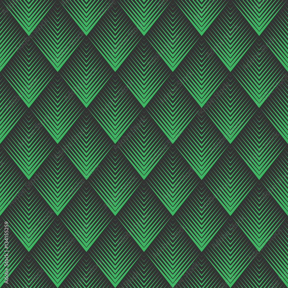 Seamless black and green op art rhombic chevron blend pattern vector Seamless black and green op art rhombic chevron blend pattern vector