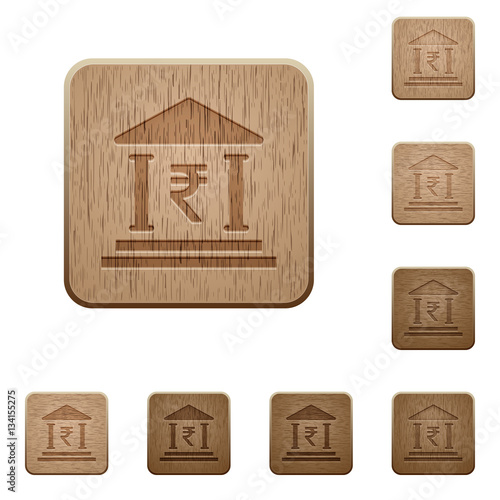 Indian Rupee bank office wooden buttons