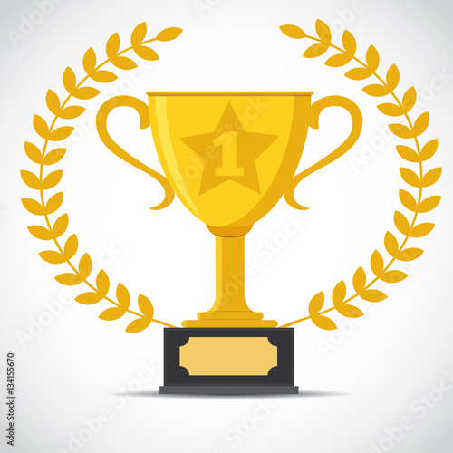 Golden trophy cup - vector illustration