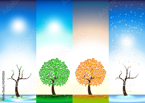 Winter. Snowfall. Winter tree in the background. Winter day. Snow Field. The snowdrifts. Vector illustration