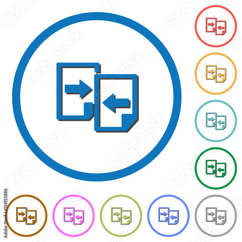 Share documents icons with shadows and outlines