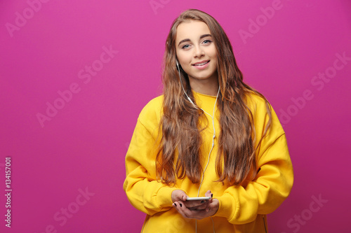 Pretty teenager girl listen...