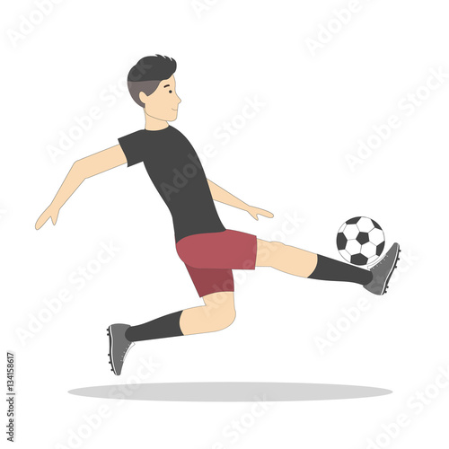 Fototapeta Naklejka Na Ścianę i Meble -  Isolated football player with ball on white background. Soccer player. Man in uniform.