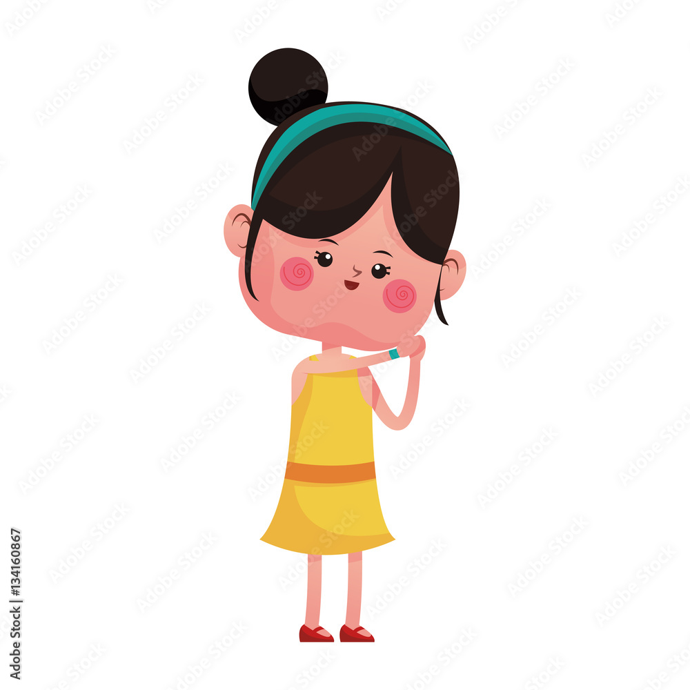 kawaii girl icon over white background. colorful designvector illustration