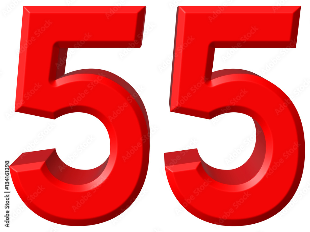 Numeral 55, fifty five, isolated on white background, 3d render Numeral 55, fifty five, isolated on white background, 3d render
