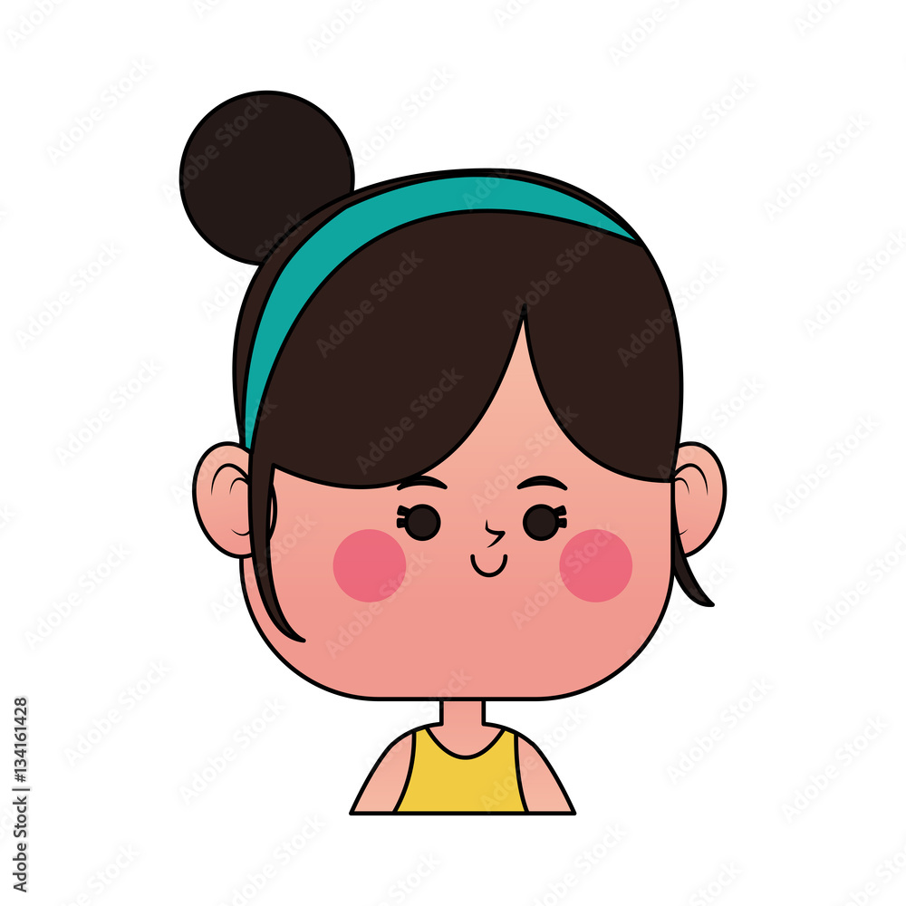 kawaii happy girl icon over white background. colorful design. vector illustration kawaii happy girl icon over white background. colorful design. vector illustration