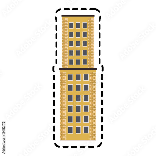 city Skyscraper building icon over white background. colorful design. vector illustration