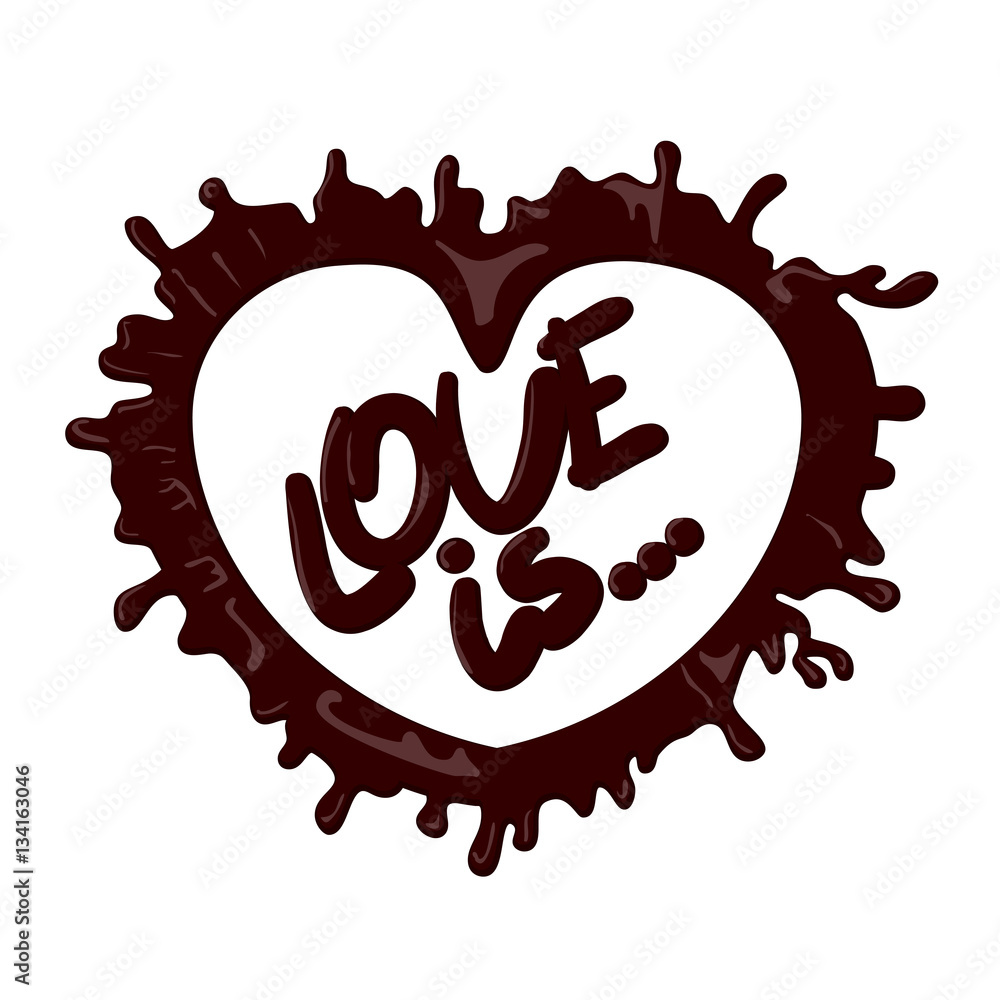 Realistic chocolate heart splash Love Realistic chocolate heart splash Love