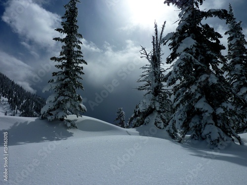 Hiking in the snow at Lost Boys Pass near Fernie Alpine Resort.  photo